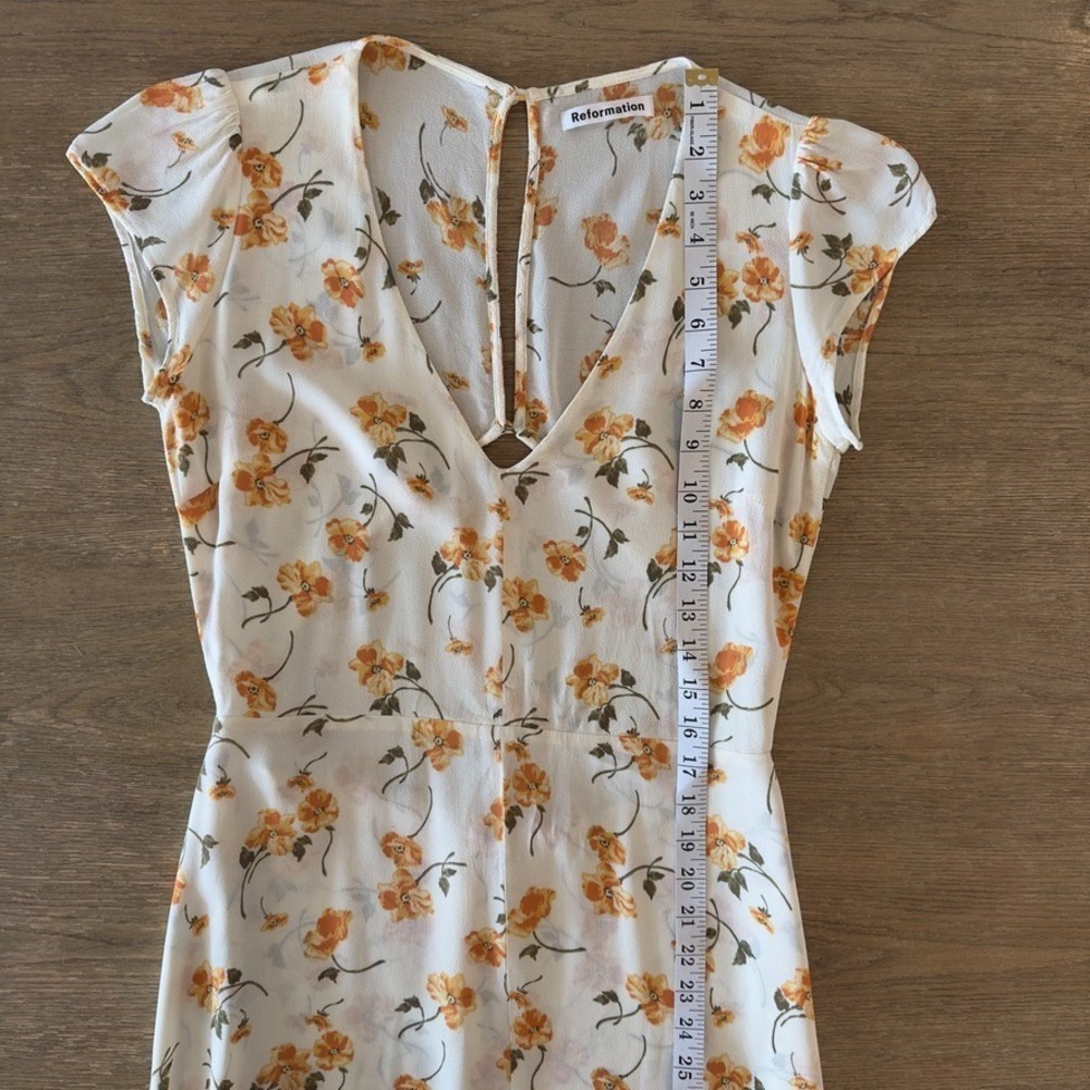 Reformation Floral Wellfleet Back Cutout V-neck Midi Dress-Sz 12-Limonada Print - Picture 14 of 16